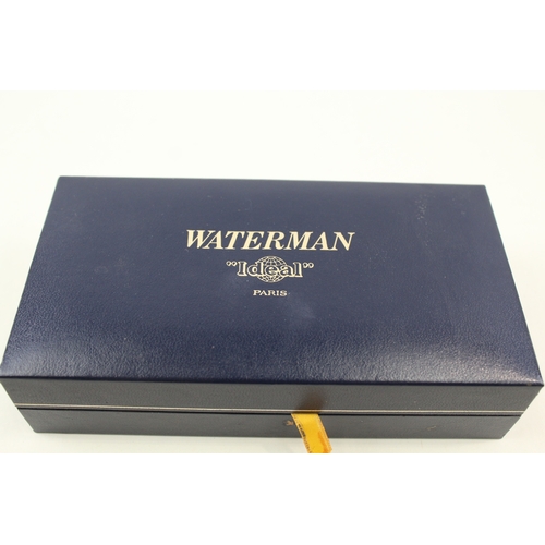 447 - Vintage Waterman Ideal Black Lacquer Fountain Pen w/ 18ct Gold Nib WRITING Boxed