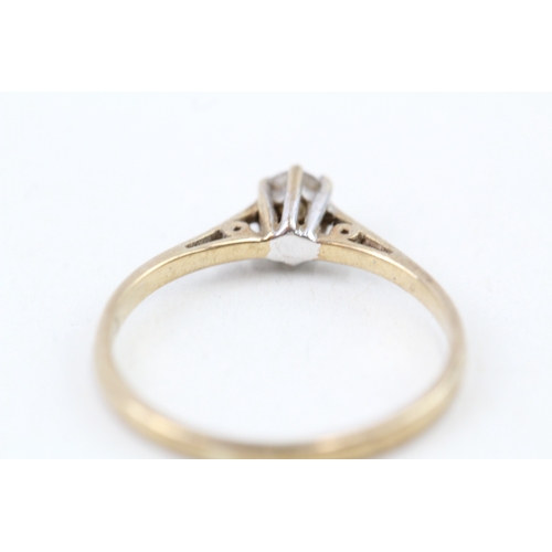 45 - 9ct gold diamond solitaire ring, claw set (1.2g) Size  N