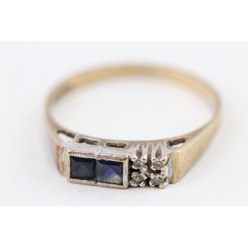 49 - 9ct gold vintage sapphire & diamond dress ring (1.9g) Size  O