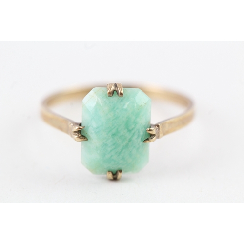 64 - 9ct gold vintage amazonite dress ring (1.5g) Size  Q