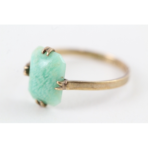 64 - 9ct gold vintage amazonite dress ring (1.5g) Size  Q