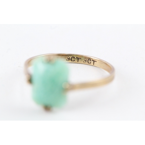 64 - 9ct gold vintage amazonite dress ring (1.5g) Size  Q