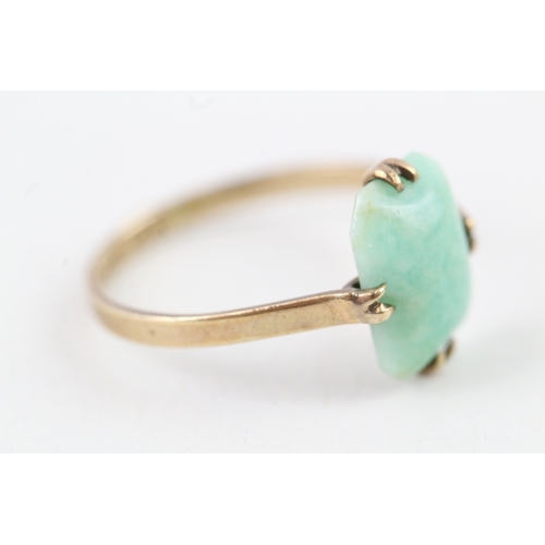 64 - 9ct gold vintage amazonite dress ring (1.5g) Size  Q