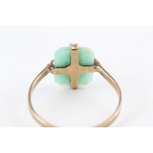 64 - 9ct gold vintage amazonite dress ring (1.5g) Size  Q