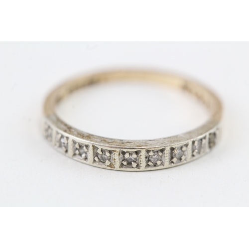 74 - 9ct gold vintage diamond half eternity ring (1.9g) Size  N 1/2