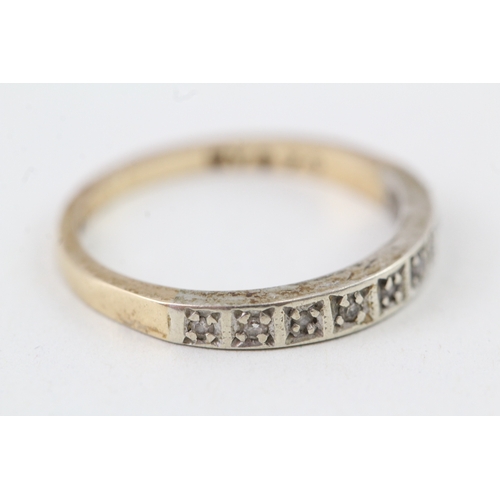 74 - 9ct gold vintage diamond half eternity ring (1.9g) Size  N 1/2