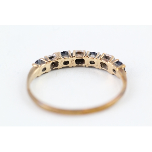 75 - 9ct gold vintage sapphire & diamond half eternity ring (1.4g) Size  R