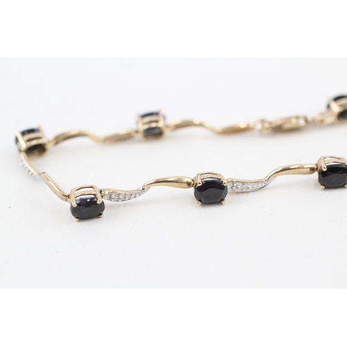 77 - 9ct gold sapphire & diamond bracelet (3.9g)