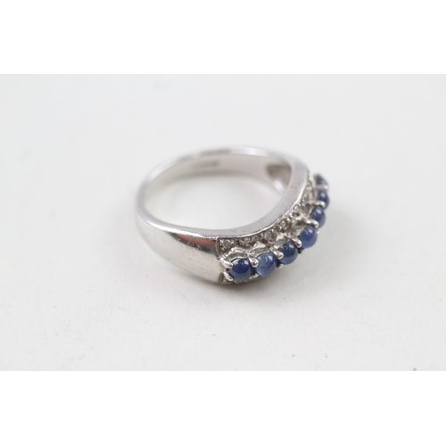 82 - 9ct white gold sapphire and diamond multi row dress ring (4.5g) Size  N