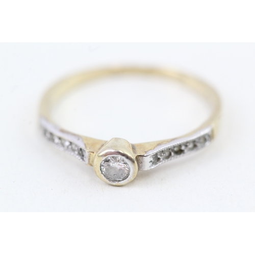 106 - 9ct gold diamond dress ring (1.5g) Size  N