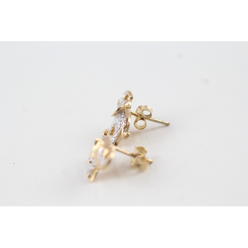 116 - 9ct gold parve set diamond elephant stud earrings (1.9g)