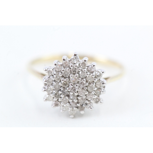 119 - 9ct gold parve set diamond cluster ring (2.6g) Size  Q 1/2