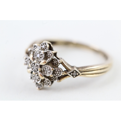 14 - 9ct gold vintage diamond dress ring (2.8g) Size  P