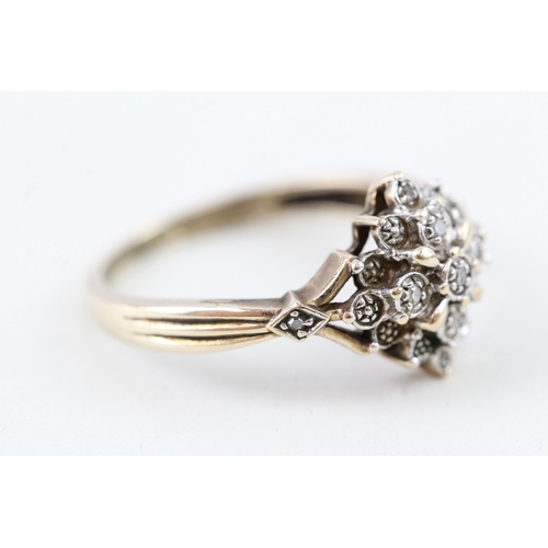 14 - 9ct gold vintage diamond dress ring (2.8g) Size  P