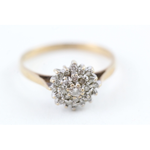 146 - 9ct gold vintage diamond cluster ring (1.8g) Size  M 1/2