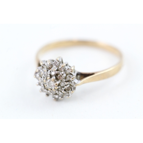 146 - 9ct gold vintage diamond cluster ring (1.8g) Size  M 1/2