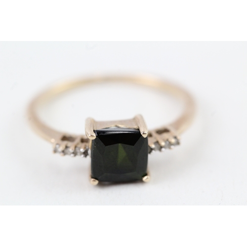 158 - 9ct gold tourmaline & diamond dress ring (1.5g) Size  K