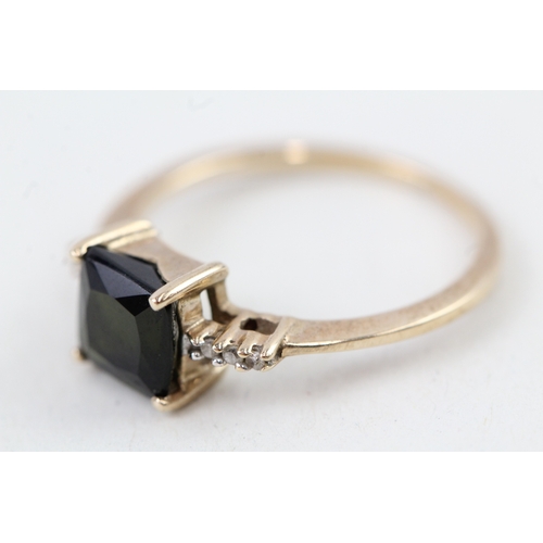 158 - 9ct gold tourmaline & diamond dress ring (1.5g) Size  K