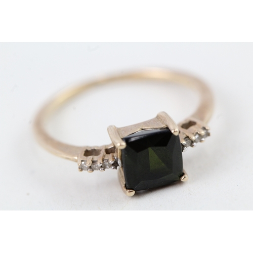 158 - 9ct gold tourmaline & diamond dress ring (1.5g) Size  K