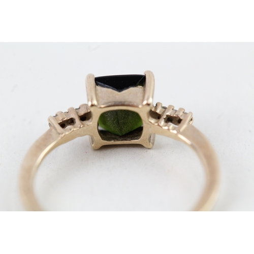 158 - 9ct gold tourmaline & diamond dress ring (1.5g) Size  K