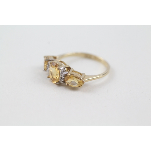 25 - 9ct gold citrine & diamond dress ring (1.9g) Size  K 1/2