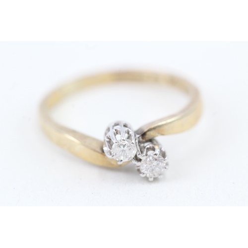 3 - 9ct gold diamond toi et moi ring (2.3g) Size  M