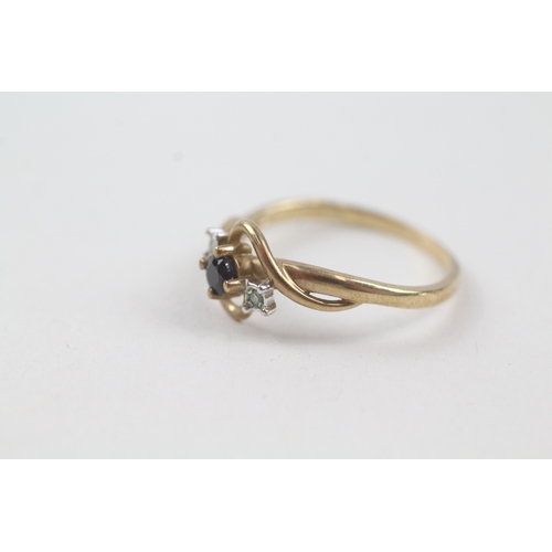 39 - 9ct gold vintage sapphire & diamond dress ring (2.2g) Size  R