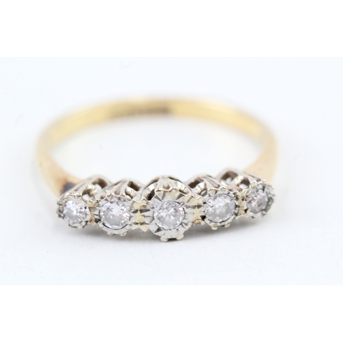 4 - 18ct gold & platinum diamond five stone ring (3.3g) Size  R