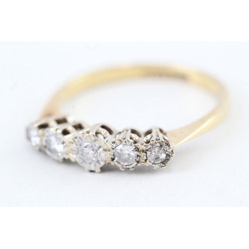 4 - 18ct gold & platinum diamond five stone ring (3.3g) Size  R