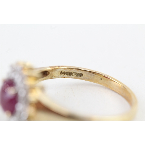 44 - 9ct gold ruby & diamond dress ring (3g) Size  P