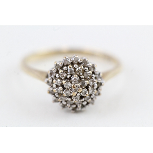 45 - 9ct gold vintage parve set diamond cluster ring (2.2g) Size  M