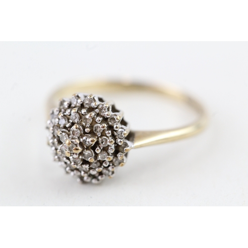 45 - 9ct gold vintage parve set diamond cluster ring (2.2g) Size  M