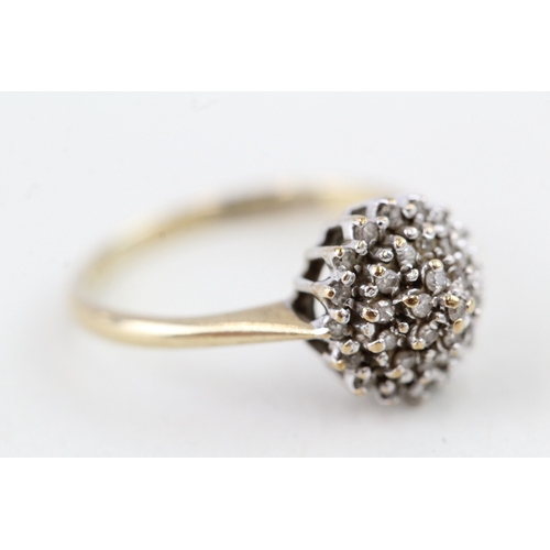 45 - 9ct gold vintage parve set diamond cluster ring (2.2g) Size  M