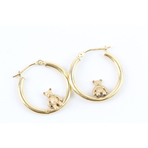 53 - 9ct gold teddy bear hoops (1.3g)