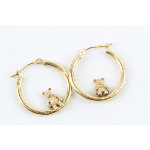 53 - 9ct gold teddy bear hoops (1.3g)