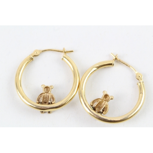 53 - 9ct gold teddy bear hoops (1.3g)