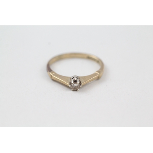 60 - 9ct gold vintage diamond solitaire dress ring (1.9g) Size  N 1/2