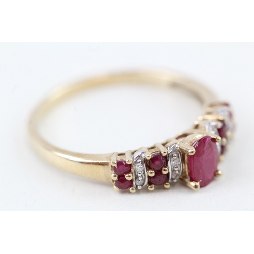 88 - 9ct gold ruby & diamond dress ring (2.4g) Size  R