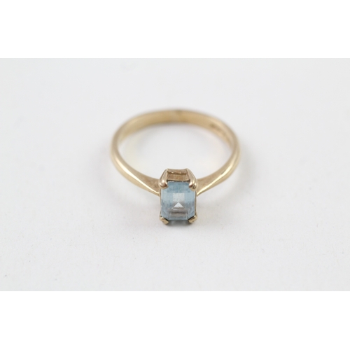 21 - 9ct gold vintage aquamarine solitaire dress ring (2.5g) Size  O 1/2