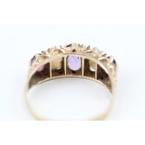 28 - 9ct gold vintage opal & amethyst dress ring (2.8g) Size  R