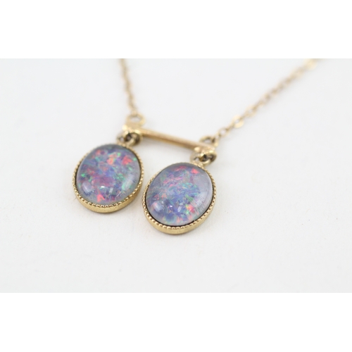 40 - 9ct gold vintage opal triplet drop necklace (2.7g)