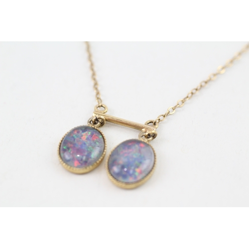 40 - 9ct gold vintage opal triplet drop necklace (2.7g)