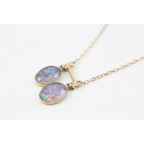 40 - 9ct gold vintage opal triplet drop necklace (2.7g)