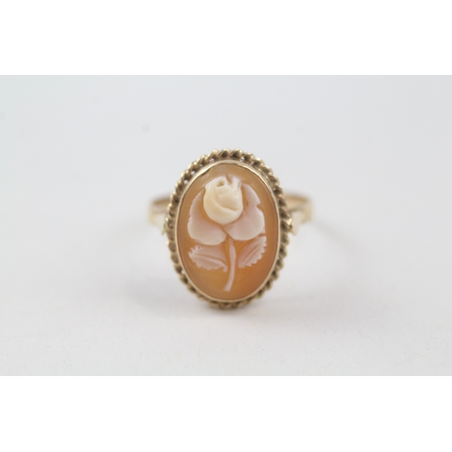 47 - 14ct gold vintage shell cameo rose dress ring (2.2g) Size  O