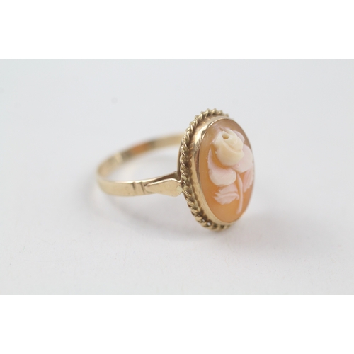 47 - 14ct gold vintage shell cameo rose dress ring (2.2g) Size  O