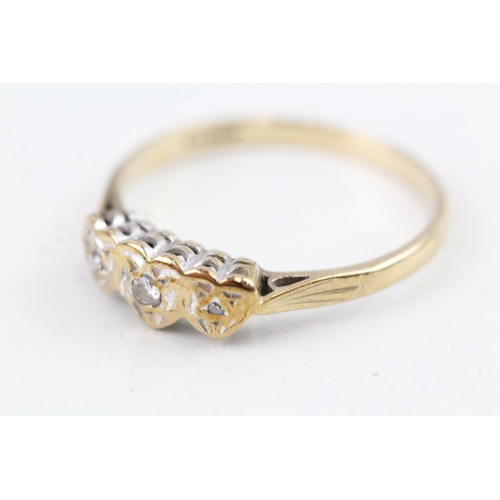 55 - 9ct gold vintage diamond heart shape dress ring (1.8g) Size  Q