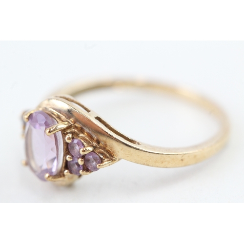 69 - 9ct gold amethyst dress ring (2.2g) Size  P