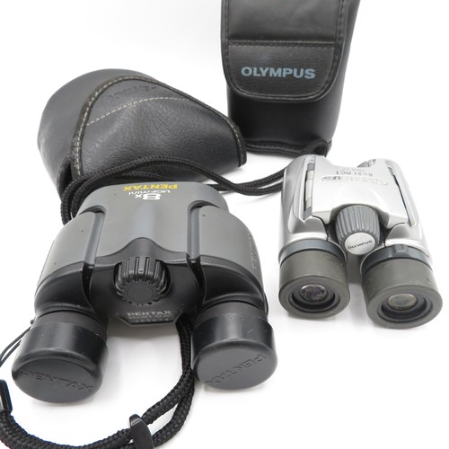 398 - Pentax UCF Mini & Olympus RC I Compact Binoculars Working w/ Original Cases x 2