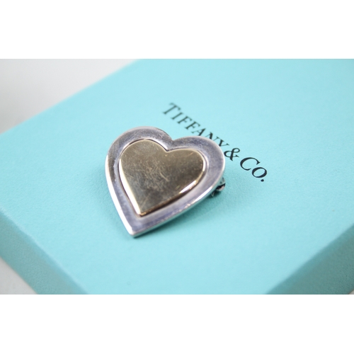 254 - Tiffany & Co Sterling Silver Heart Brooch w/ 18ct Gold Accent 10g