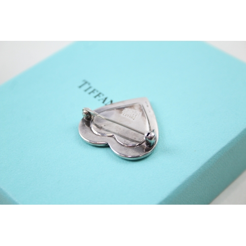 254 - Tiffany & Co Sterling Silver Heart Brooch w/ 18ct Gold Accent 10g